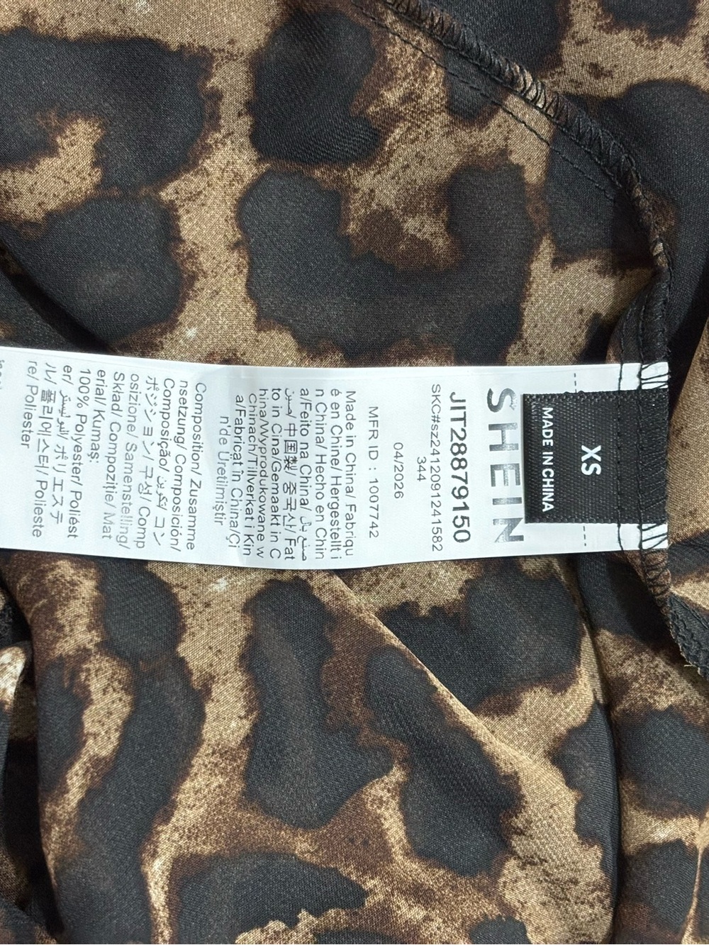 Leopard print asymmetrical off shoulder maxi dress. Size XS. Sheer fabric. New. - Picture 12 of 16